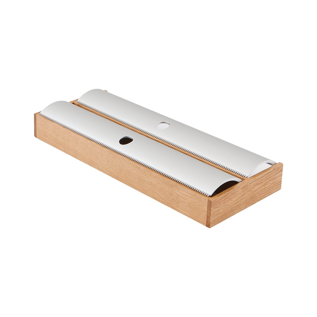 Rockenhausen Move Folienhalter - Folienspender für die Schublade, Eiche holz hell mit Aluminium gezackt