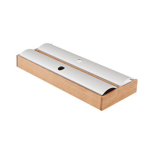 Rockenhausen Move Folienhalter - Folienspender für die Schublade, Eiche holz hell mit Aluminium gezackt