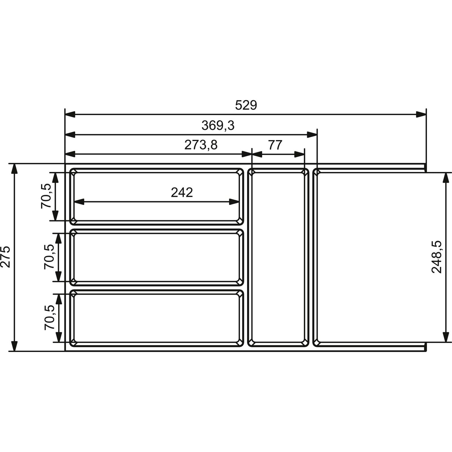 Ninka Connect Besteckkasten Rahmen kürzbar